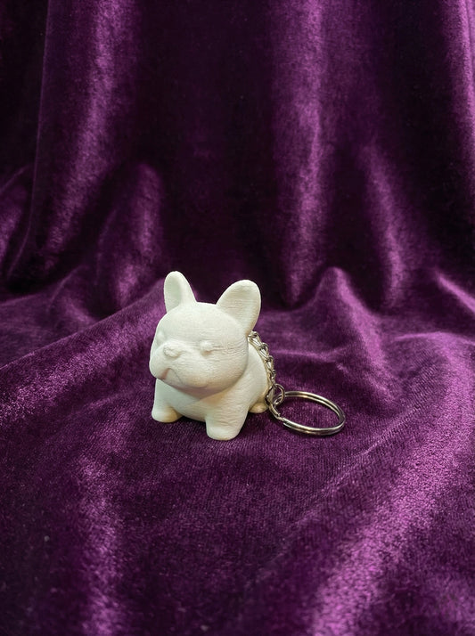 Paint-It-Yourself French Bulldog Keychain